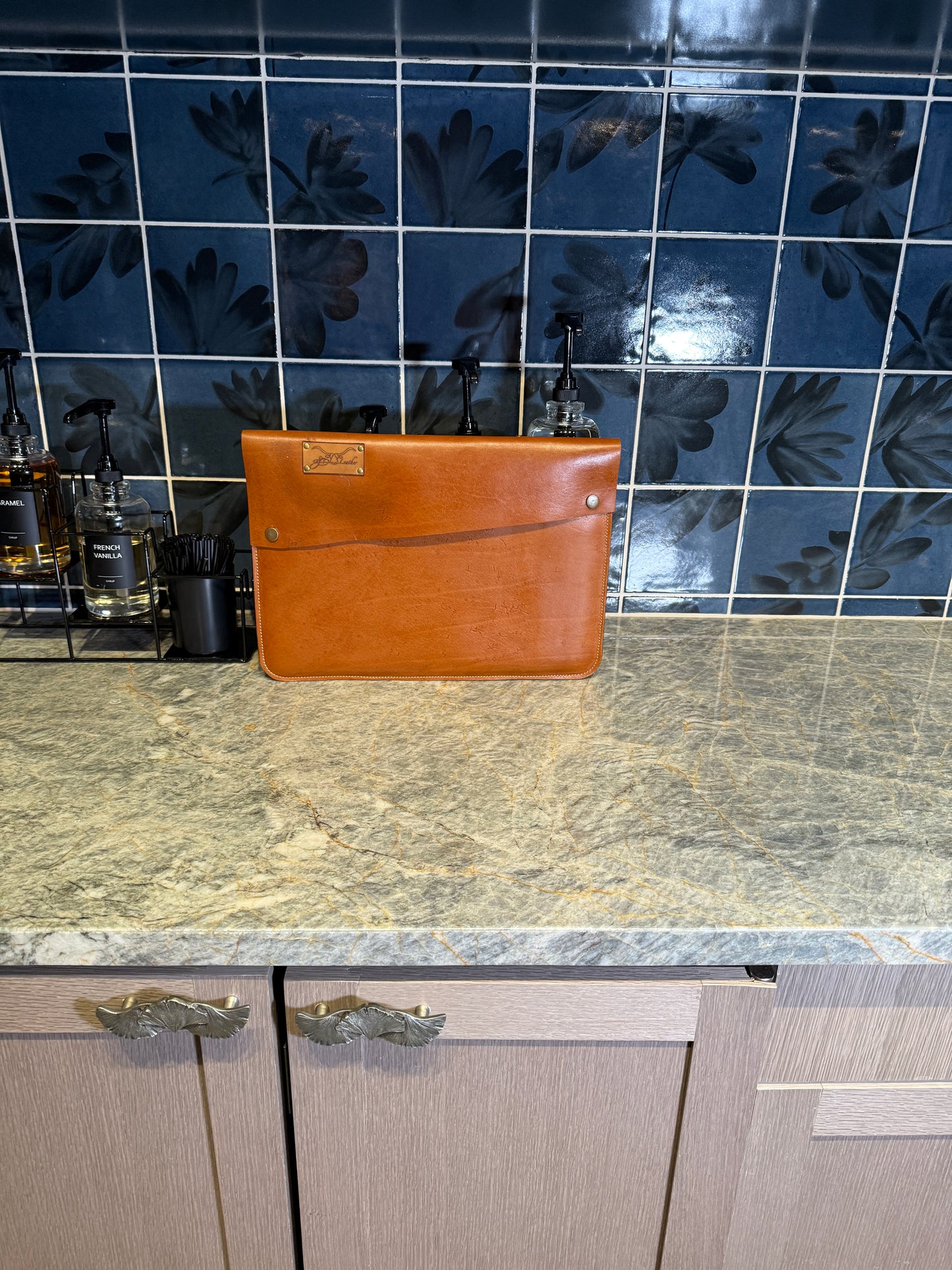 Laptop Sleeve lined in suede