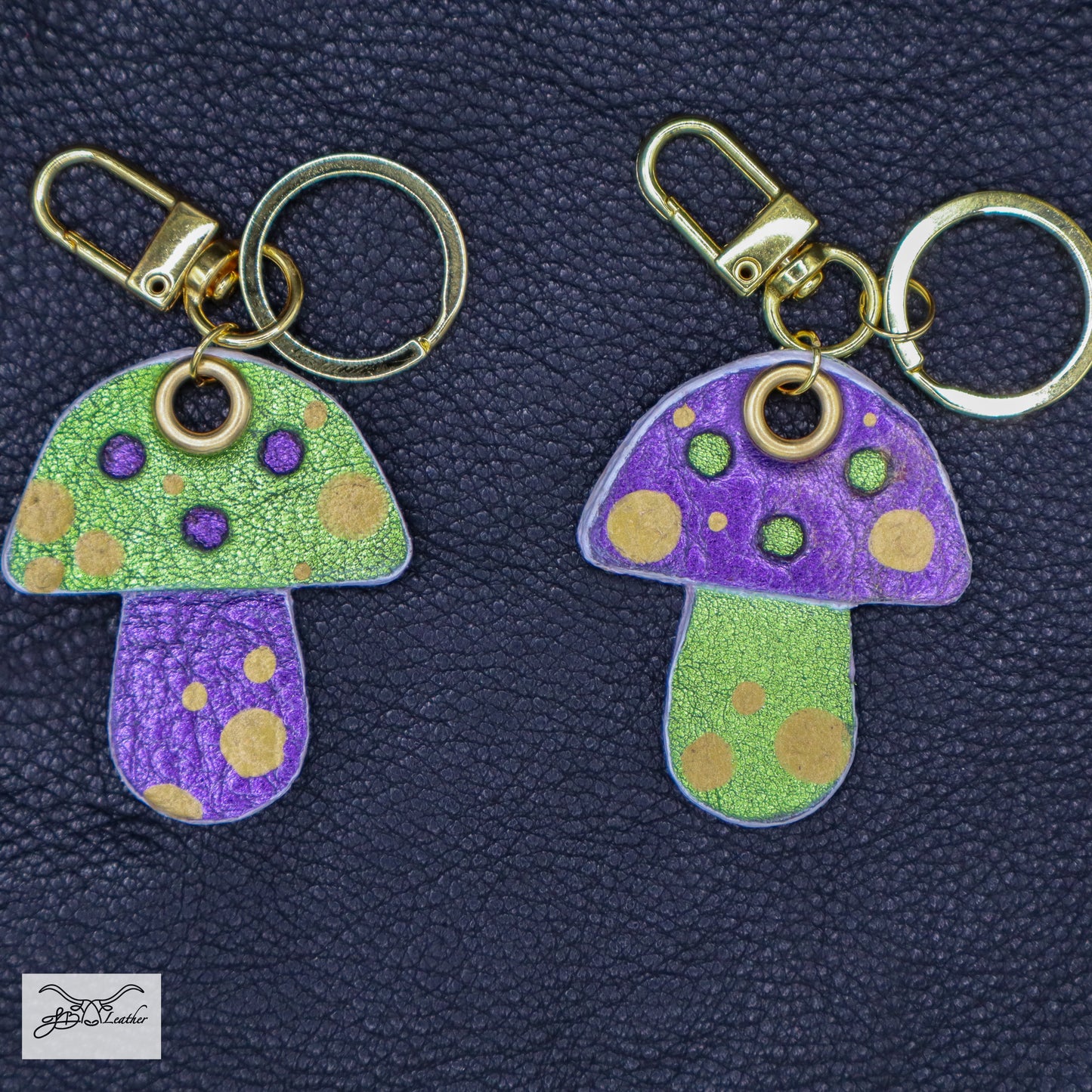 Delightfully designed handcrafted leather Mushroom Keychain