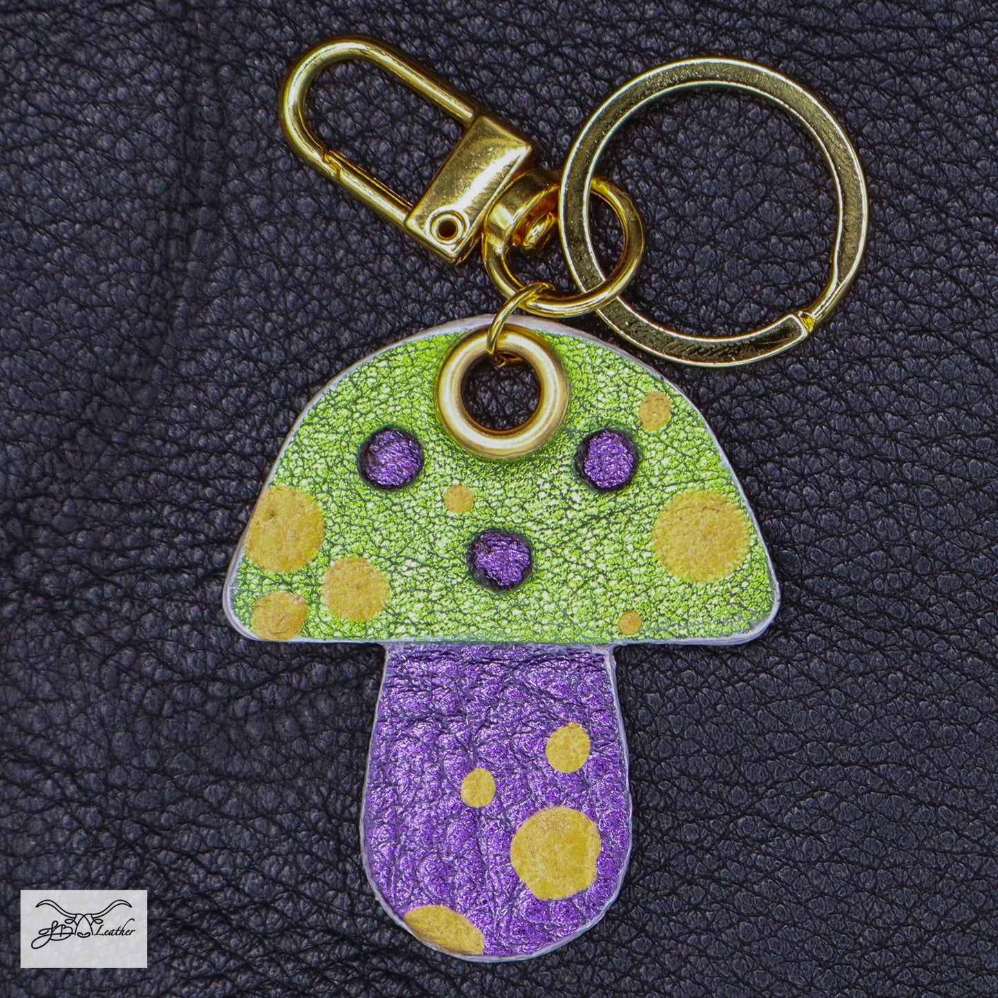 Delightfully designed handcrafted leather Mushroom Keychain