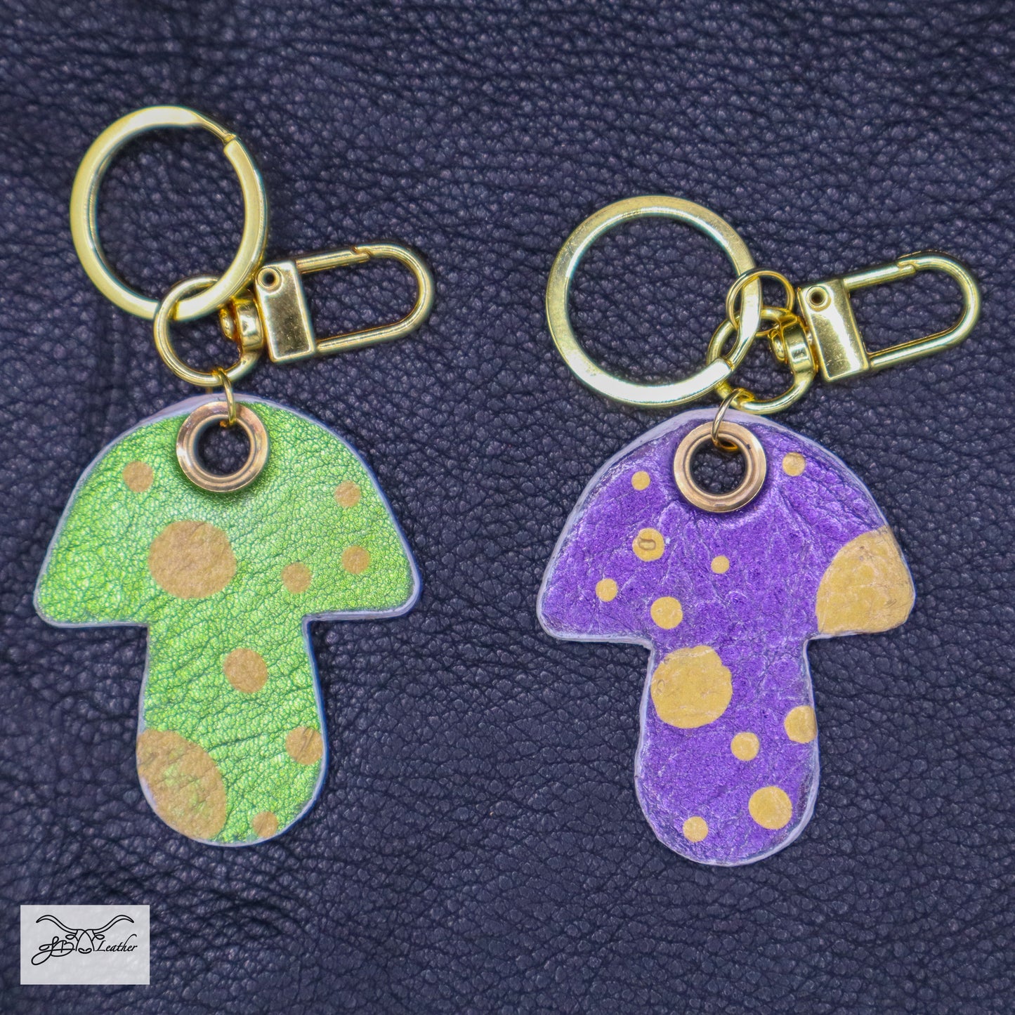 Delightfully designed handcrafted leather Mushroom Keychain