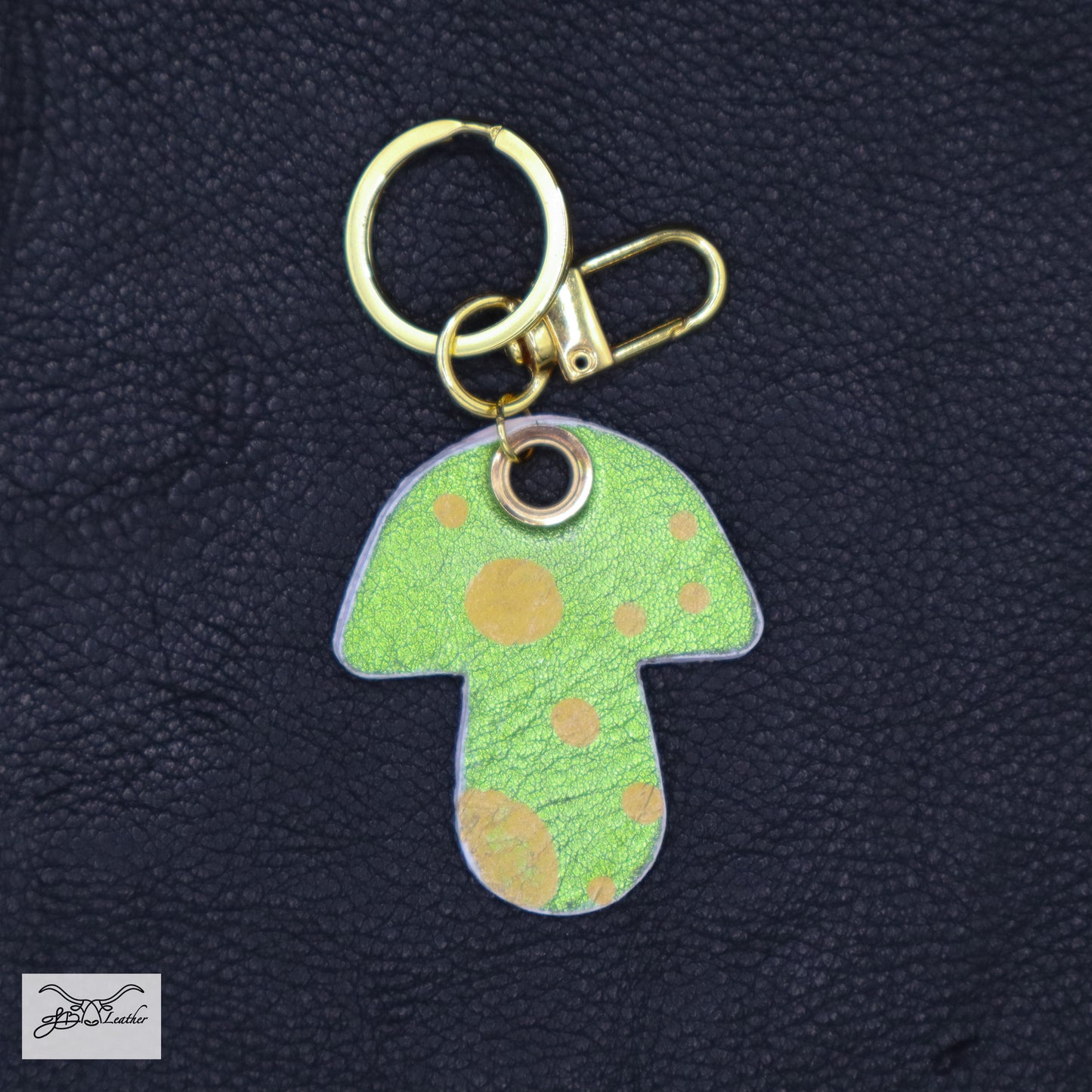 Delightfully designed handcrafted leather Mushroom Keychain