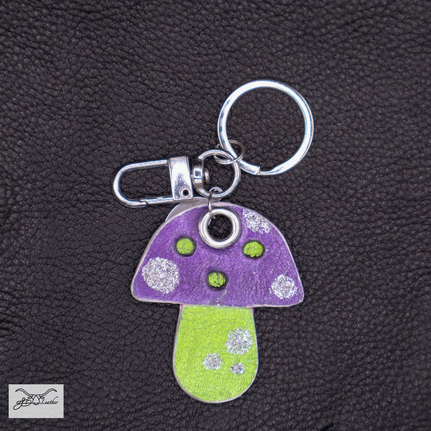 Delightfully designed handcrafted leather Mushroom Keychain