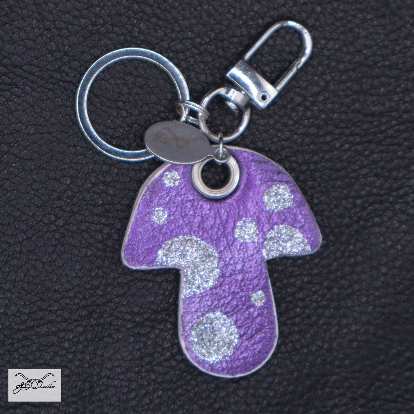 Delightfully designed handcrafted leather Mushroom Keychain