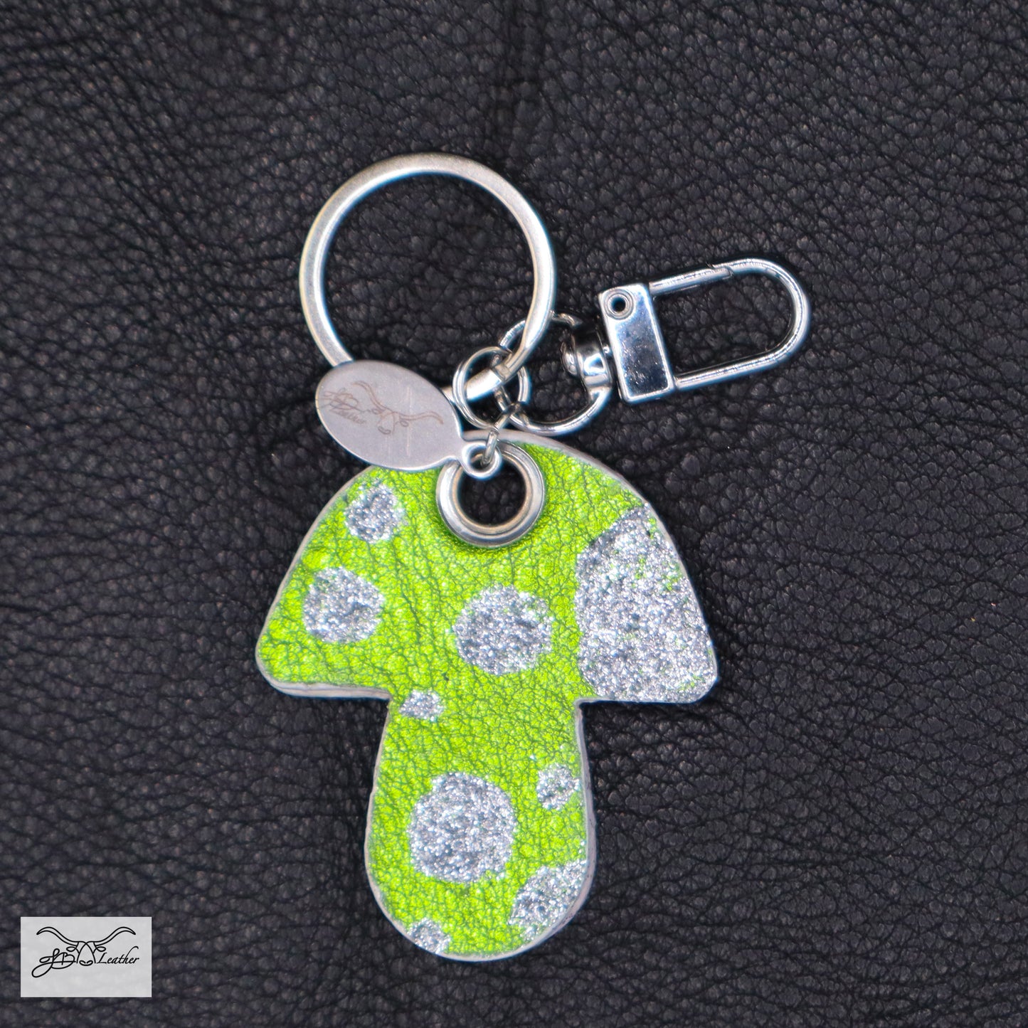 Delightfully designed handcrafted leather Mushroom Keychain