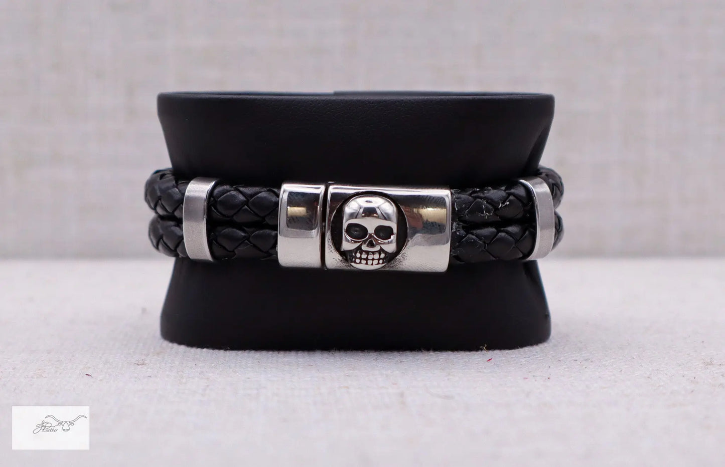 Skull Bracelet Horizontal Jon B Leather