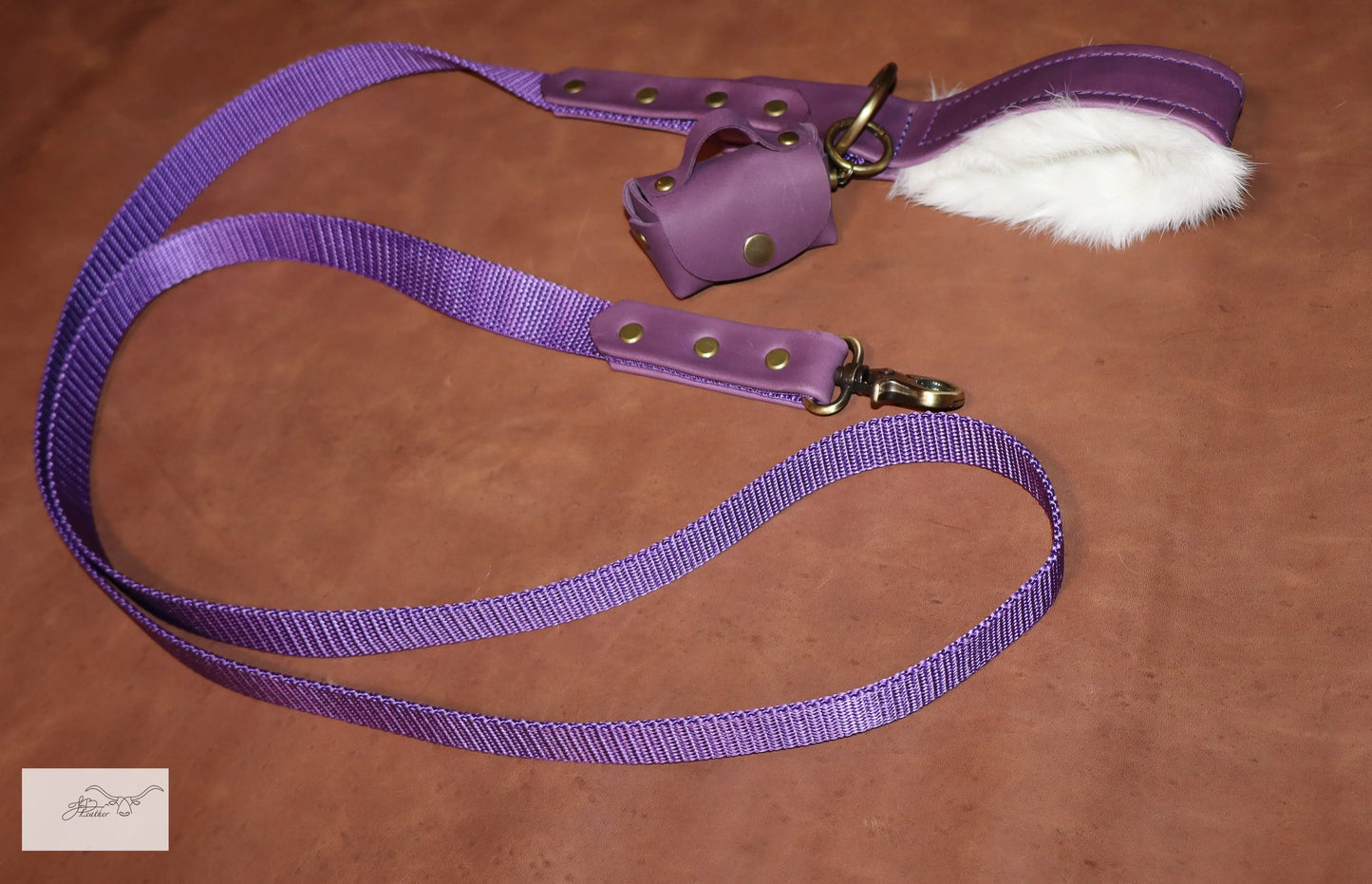 Premium Leash with Rabbit Fur Handle Lining Jon B Leather