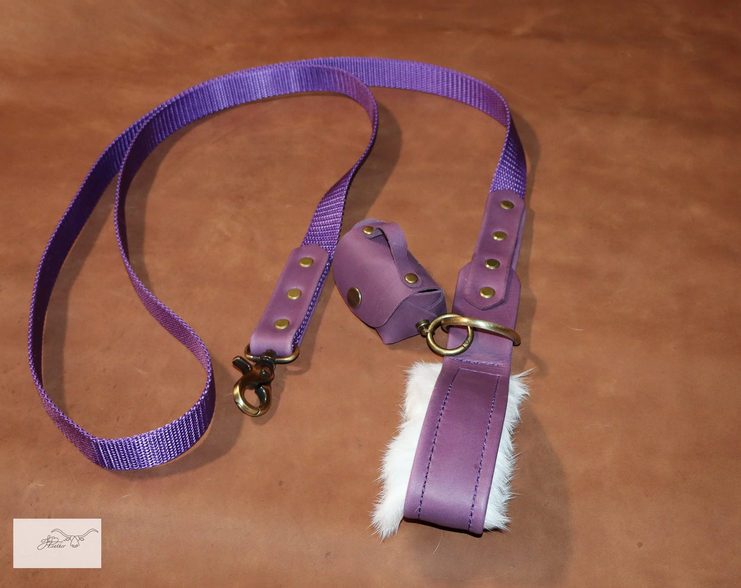 Premium Leash with Rabbit Fur Handle Lining Jon B Leather