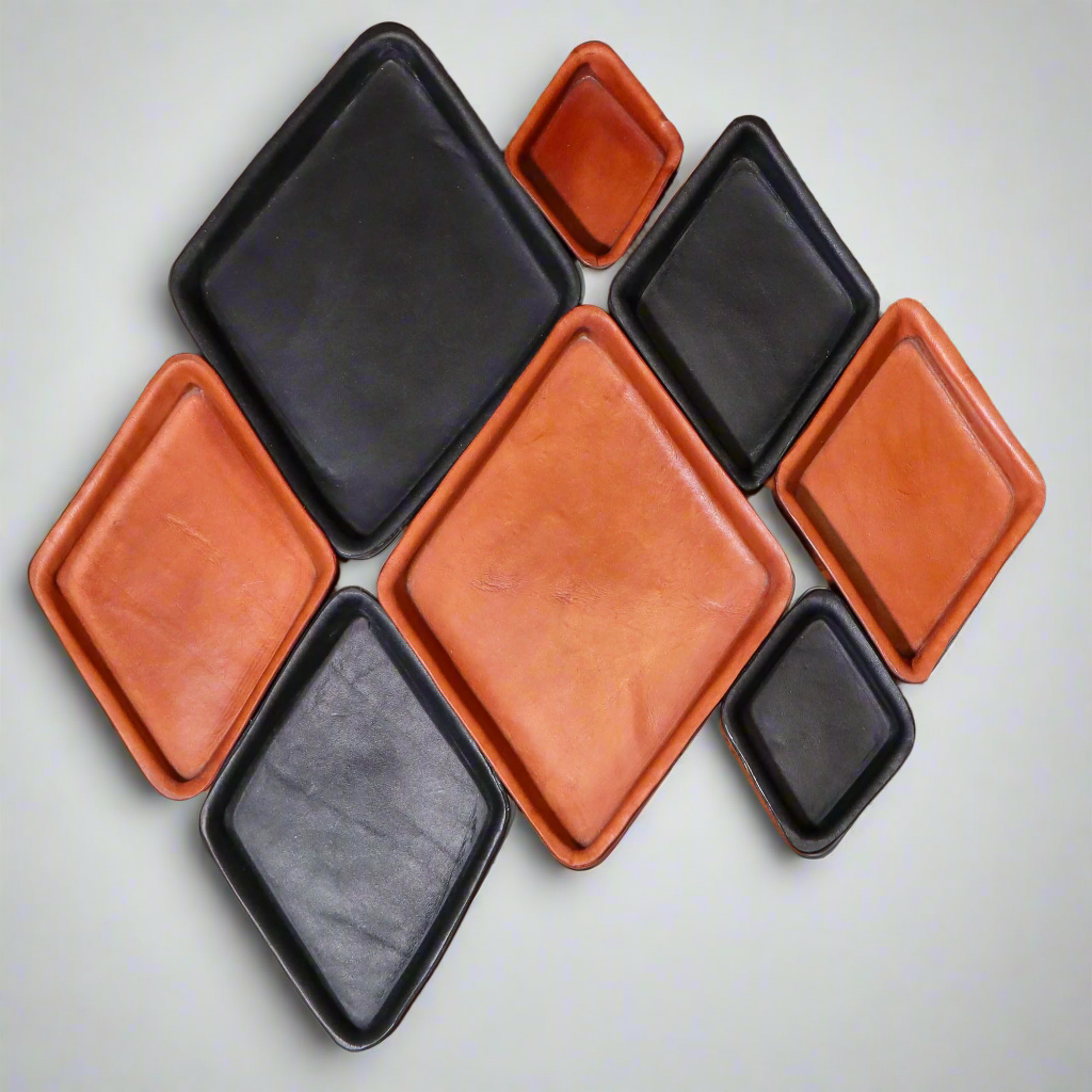 Diamond Shaped decorative leather trays