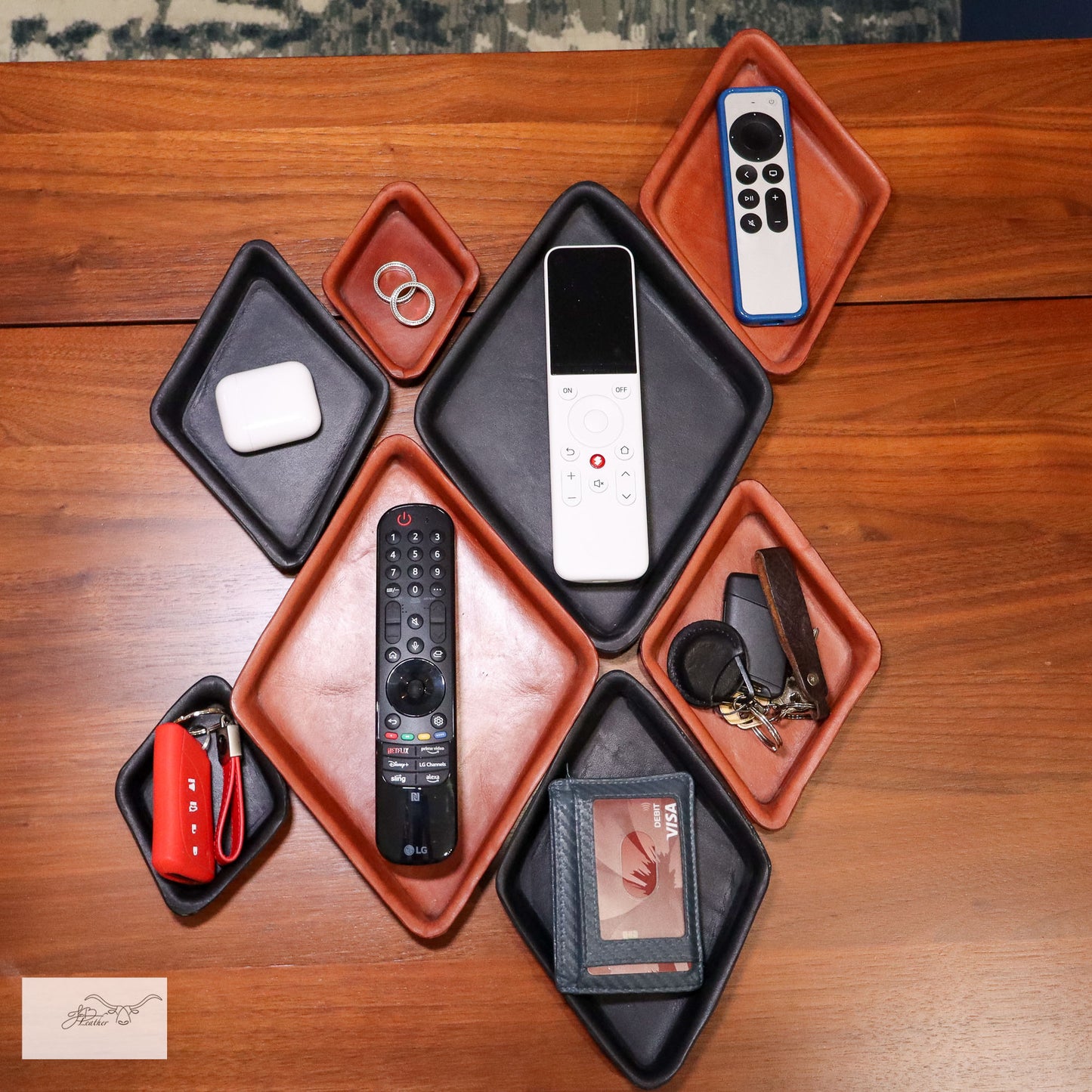Diamond Shaped decorative leather trays