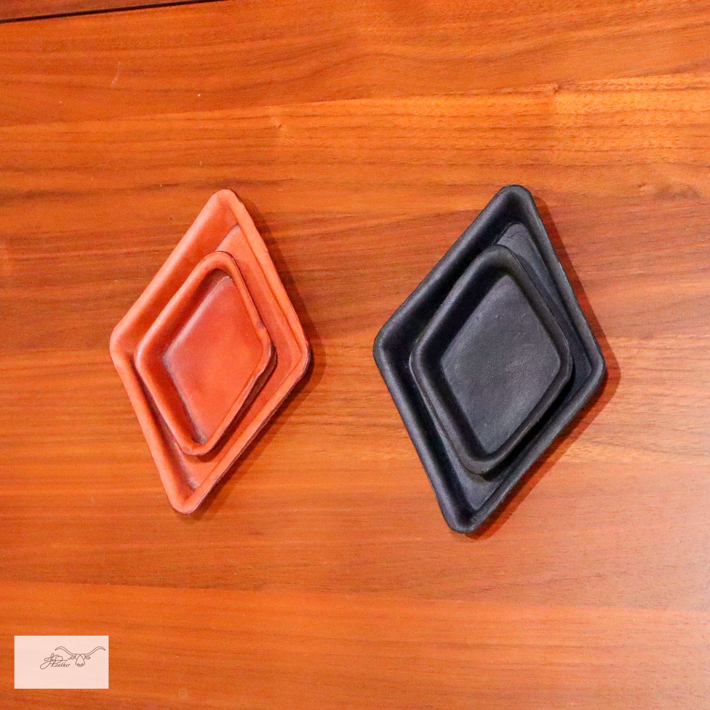 Diamond Shaped decorative leather trays