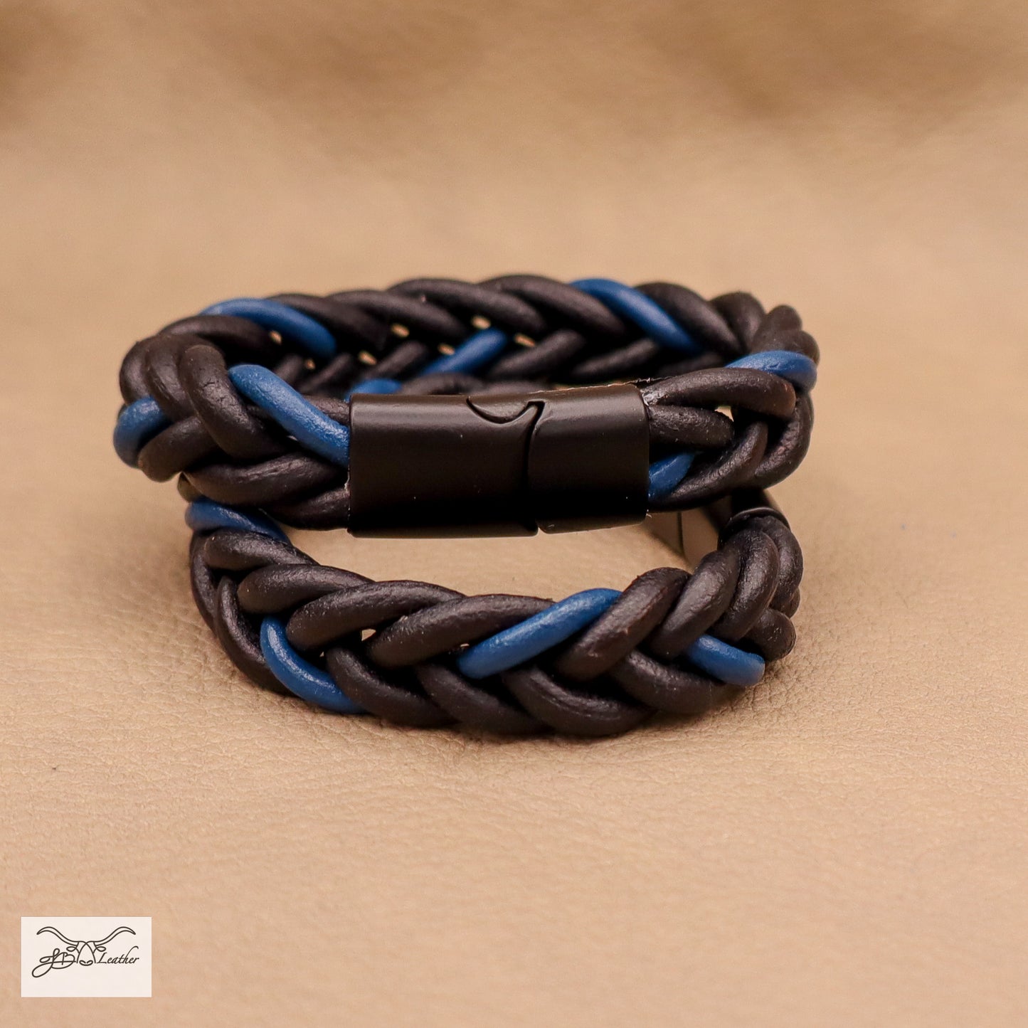 Thin Blue Line Blue and Black Braided Bracelet
