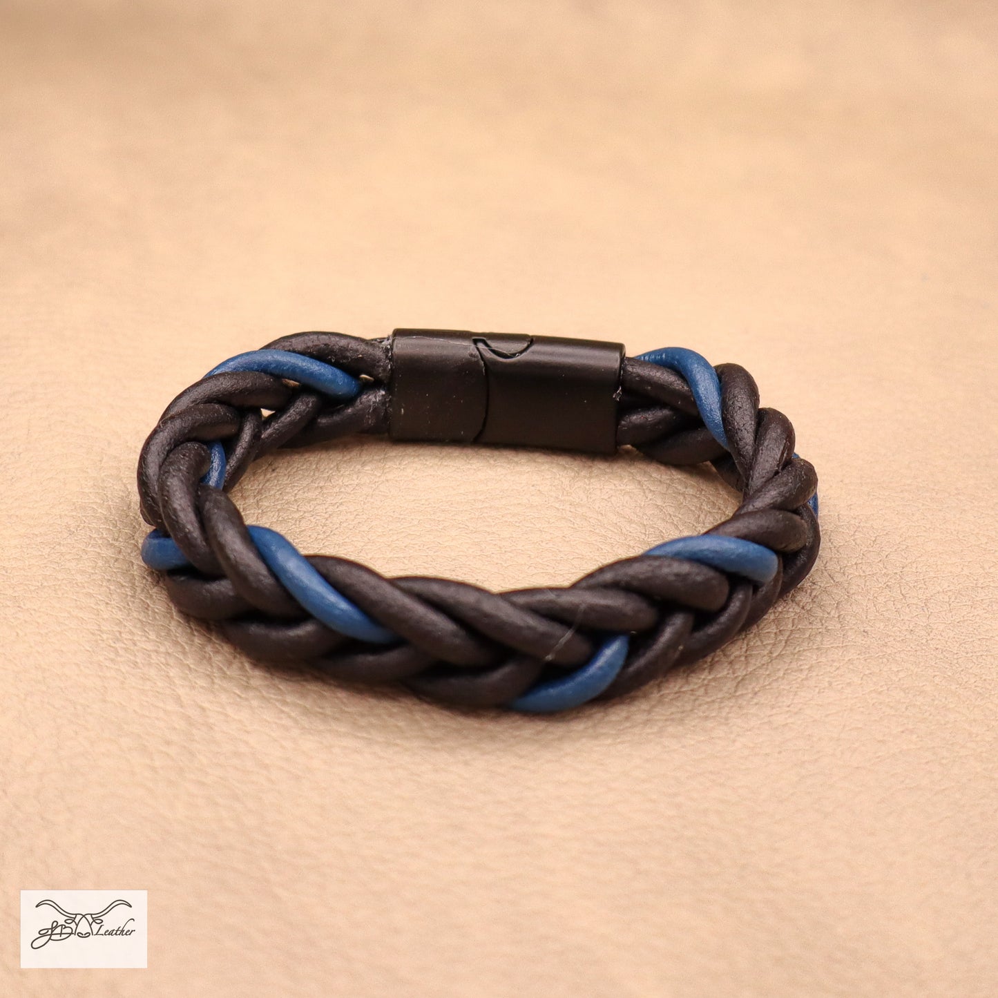Thin Blue Line Blue and Black Braided Bracelet