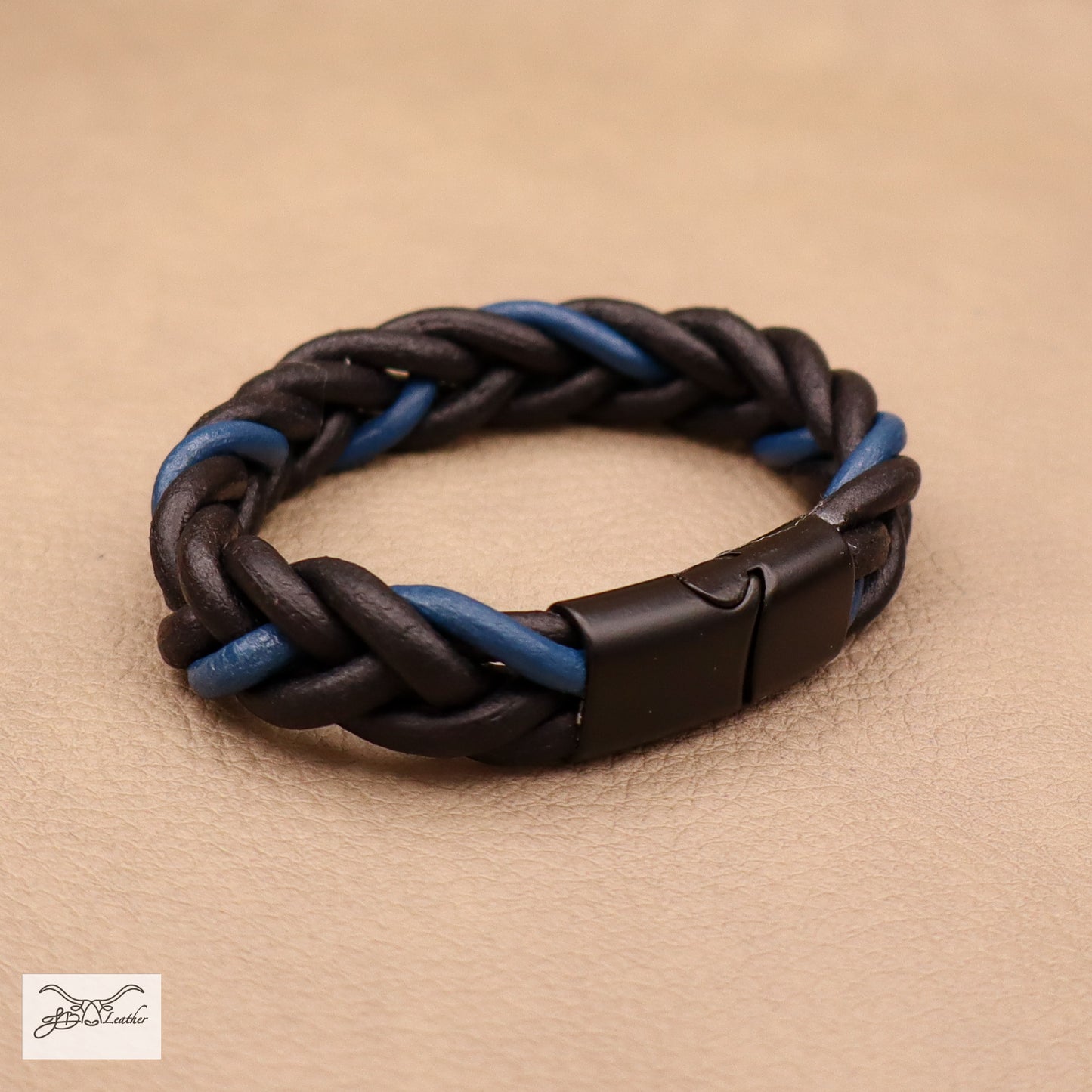 Thin Blue Line Blue and Black Braided Bracelet
