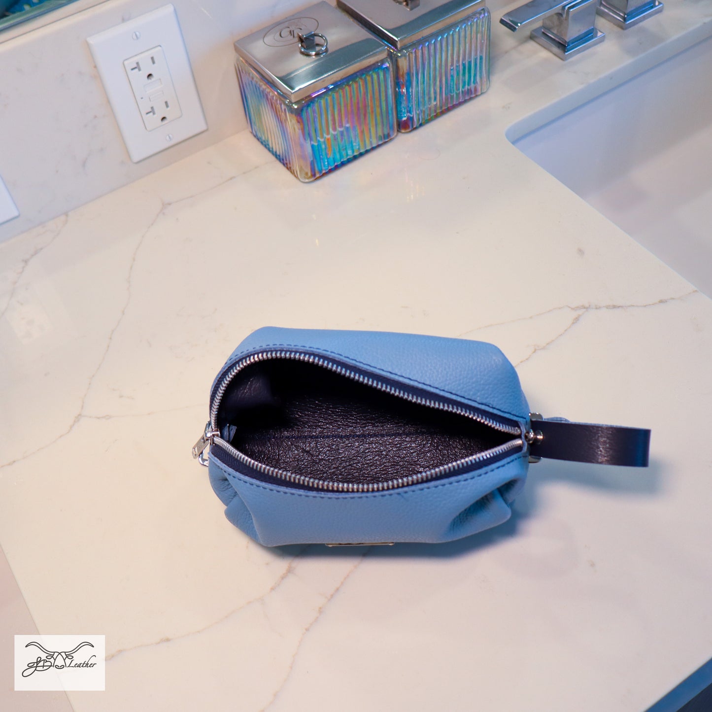 Handmade Leather Dopp Kit Travel Accessory Bag Toiletries Kit Jon B Leather