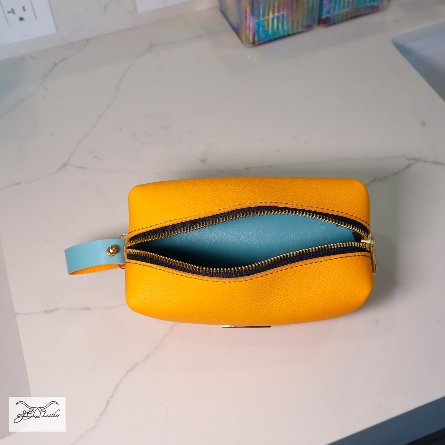 Handmade Leather Dopp Kit Travel Accessory Bag Toiletries Kit Jon B Leather