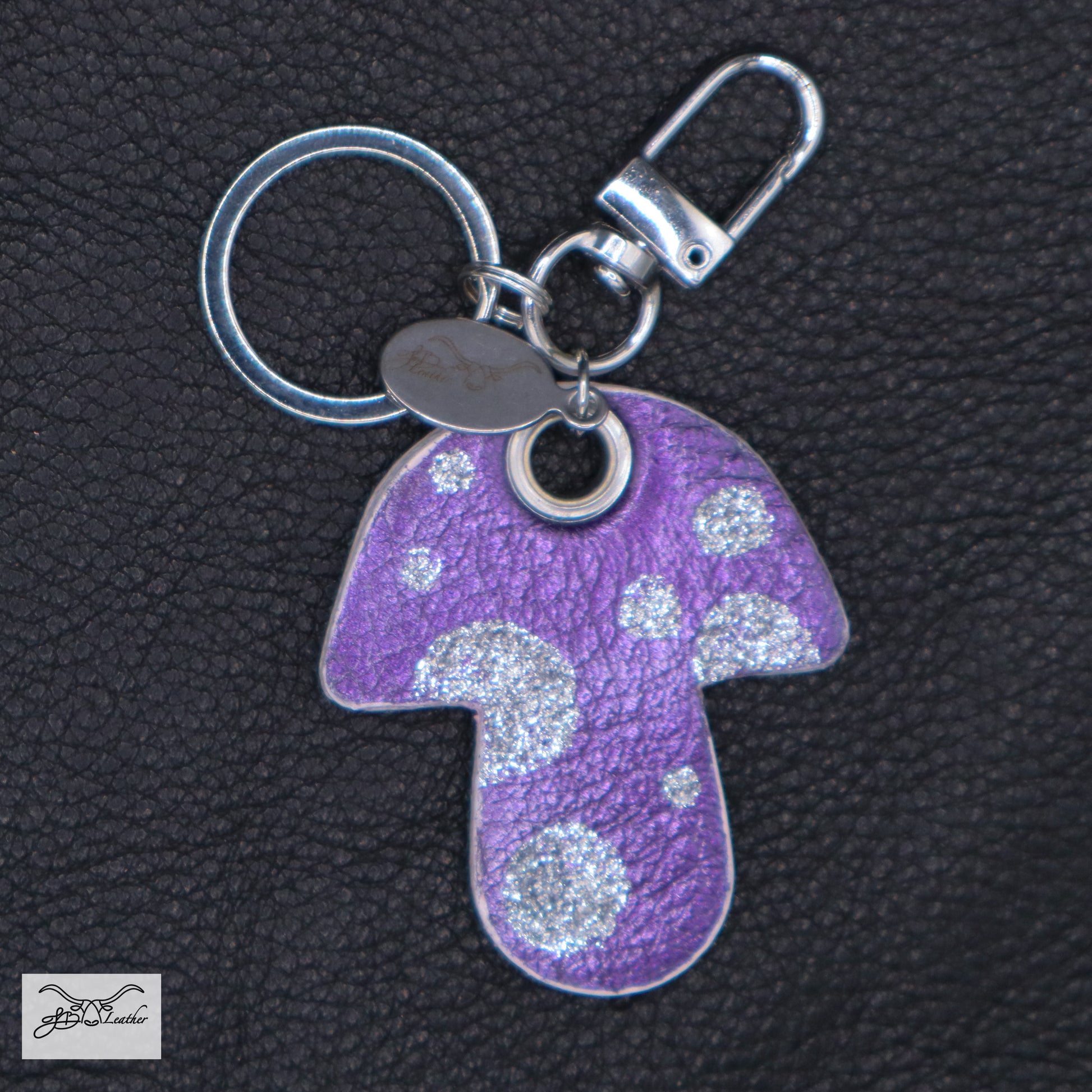 Delightfully designed handcrafted leather Mushroom Keychain