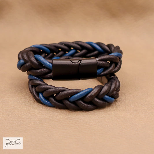 Thin Blue Line Blue and Black Braided Bracelet